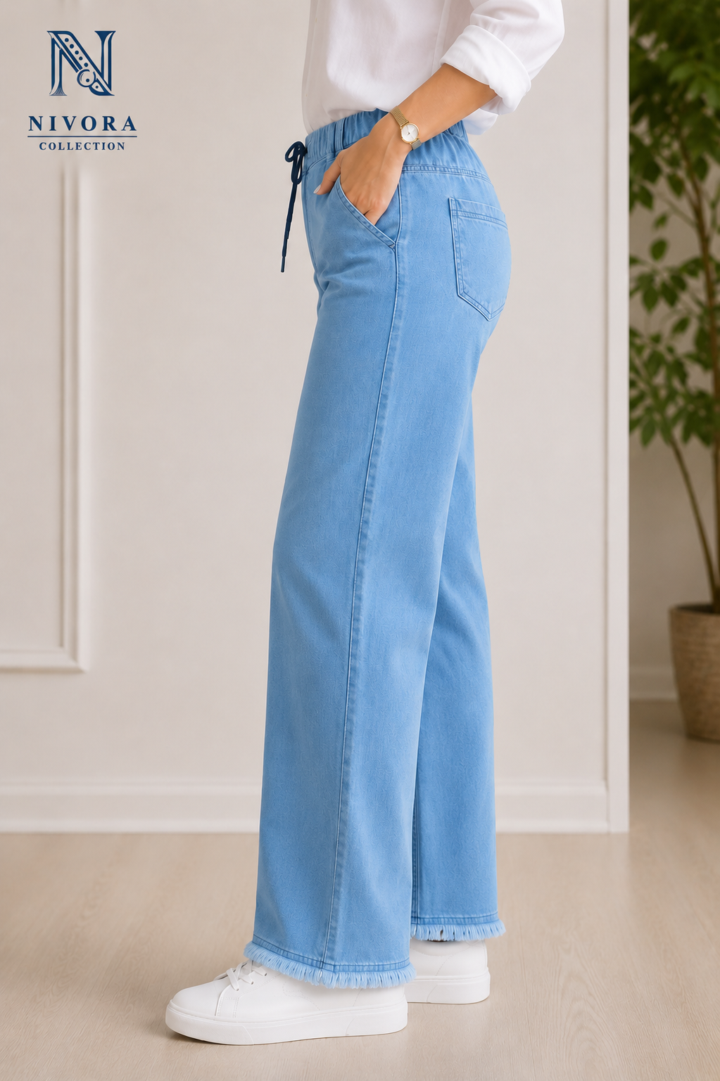 Nivora Collections | Light Blue Wide Leg Jeans for Women