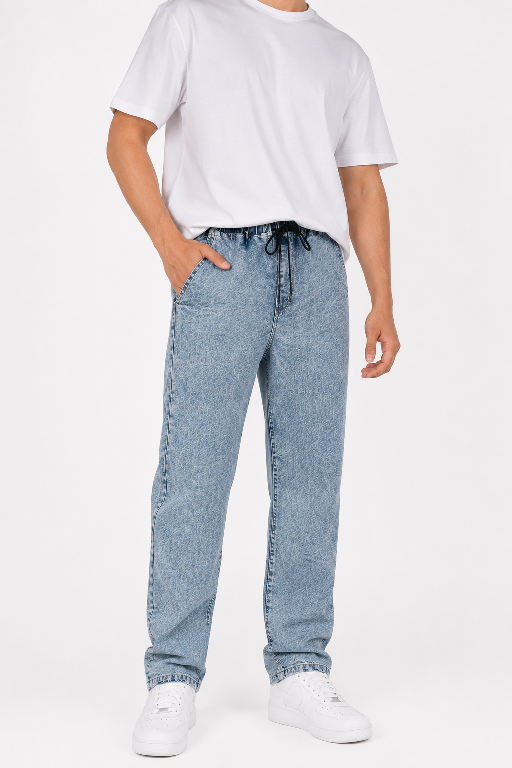 Nivora Collections | Light Blue Stonewash Loose Jeans for Men