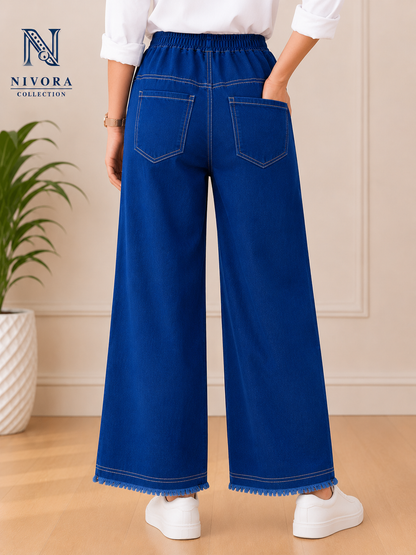 Nivora Collections | Dark Blue Wide Leg Jeans for Women