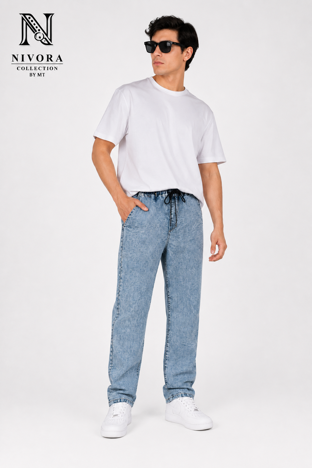 Nivora Collections | Light Blue Stonewash Loose Jeans for Men