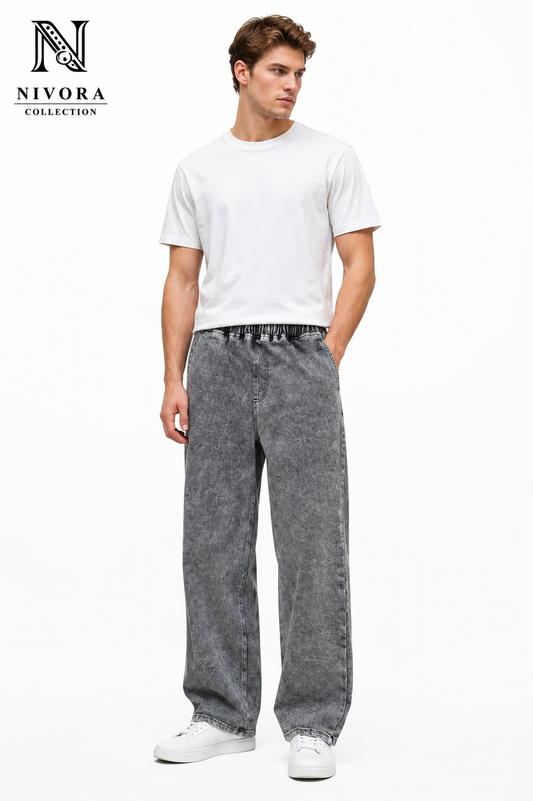 Nivora Collections | Grey Shade Loose Jeans for Men
